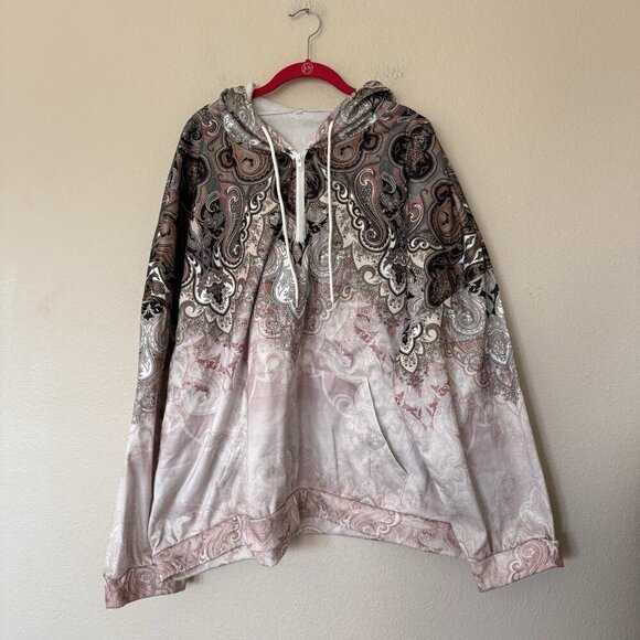 Womens 8XL Ornate Print 1/4 Zip Neck Pullover Boho Artsy Aztec - Picture 9 of 9